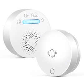 UniTalk Wireless Doorbell, Self-Powered Doorbell, No Battery Required Push Button, Cordless Door Chime Kit with 36 Chimes, 8 Adjustable Volume and 300FT Wireless Range(1R1T)