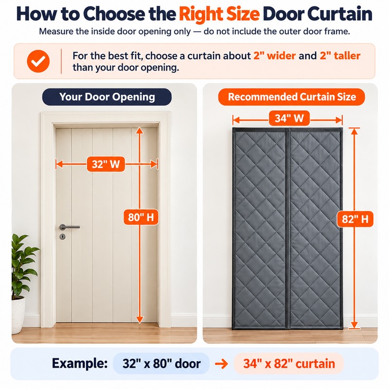 Magnetic Thermal Insulated Door Curtain, Quilted Oxford Fabric Winter Door