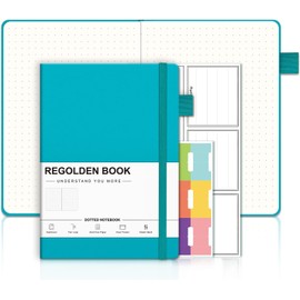 Regolden-Book Dotted Journal Dot Grid Journals A5, Thick Paper Dotted Hardcover Notebooks for School/College/Work/Office/Business, 176 Pages 8.5x5.5 (Teal)