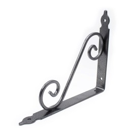 DOJA Barcelona | Forged Shelf Brackets | Cast Iron Shelf Brackets 240 x 190 | Pack 2 | Silver Shelf Brackets | Reinforced Metal Brackets for Worktops and Shelves | Iron Wall Shelf Supports
