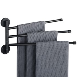 Alise Swivel Towel Rack,Folding 3 Arms Hand Towel Bars Towel Hanger for Bathroom,Wall Mount Drying Racks for Laundry,SUS304 Stainless Steel Swing Out Towel Holder Storage Space Saving,Matte Black