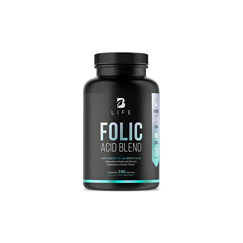 Ácido Fólico 240 Cápsulas Brócoli Espinaca Ingredientes Naturales Folic Acid
