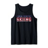 Great USA Flag Cross-Country Skiing Motif Skier Tank Top