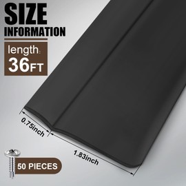 Pangda 36 ft Garage Door Top and Side Seal PVC with 50 Screws Garage Door Seals Weatherproofing Seal Strip Insulation Universal Sealing Professional(Black)
