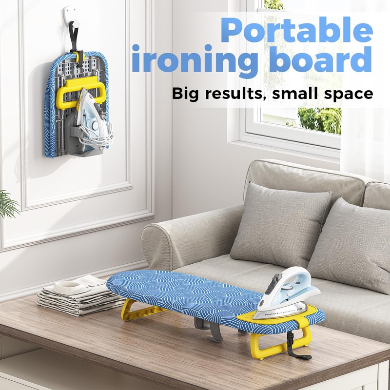 KINGBOARD Tabletop Ironing Board, Small Ironing Board with Iron Holder,