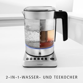 WMF Küchenminis 2-in-1 Vario Glass Water Kettle / Tea Maker with Tea Bag Holder and Strainer / 1.0 L / 1,900 W / with Temperature Adjustment