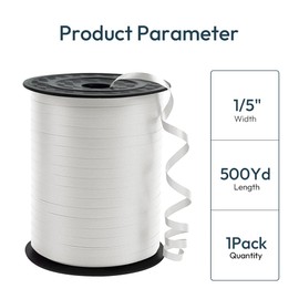 KMER LIFE - Cinta rizadora blanca de alta calidad, 1/5 pulgadas de ancho x 500 yardas para envolver regalos, decoración de fiestas, cuerda de globo, cintas para flores de floristería (1 rollo)