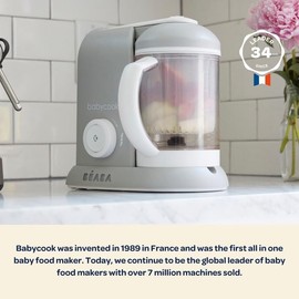 BEABA Babycook Solo 4 in 1 Baby Food Maker, Puree Steamer and Blender for Purees, Grinder with Auto Steam Cooking, Lrg Capacity 1,100 mL/ 37 oz, 27 Se