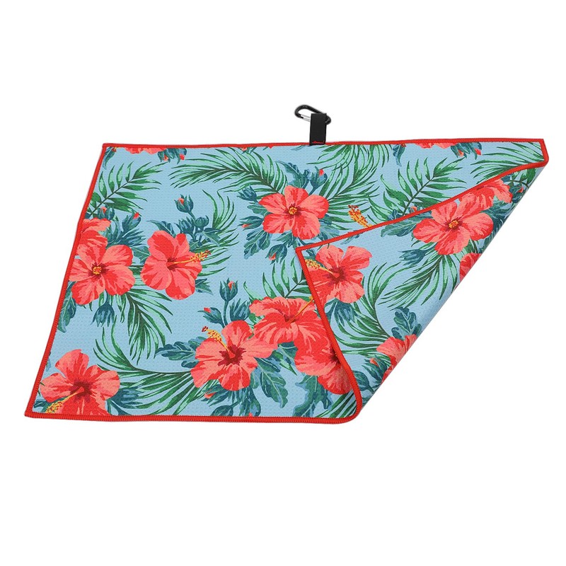 SHABIER Golf Towel with Hibiscus Design Golf Microfiber Waffle Pattern