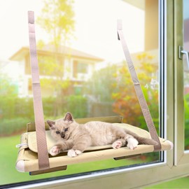Pawcratean Folding Cat Window Perch Premium Space-Saving Hammock Seat for Indoor Cats Effortless Folding Feature & Super Strong Adhesion