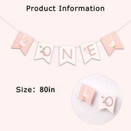 Eurteka One Silly Goose Banner - Goose 1st Birthday Garland Decorations for Girls, One Silly Goose Party Garland, Goose Theme Birthday Photo Props Party Supplies