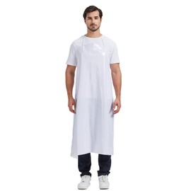 Nanxson Waterproof PVC Apron for Unisex Adult Chemical Resistant Work Apron for Dishwashing Pet Gardening CFS0007, White, One Size