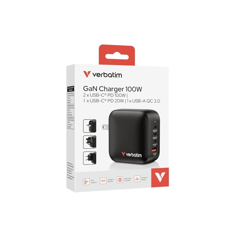 Verbatim Mini GaN USB Charger 100 W 1 x USB-A,