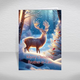 Brother-in-Law Christmas Card, A5 Size Special Christmas Card for Brother-in-Law, Luxury Christmas Greeting Cards with a Christmas Wishes Greetings Verse Inside: Reindeer in Forest Christmas Card