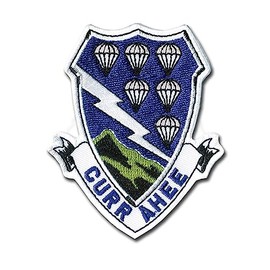 Bayonet Design - 506th Infantry Regiment- Hook & Loop Backing - 3.25 X 2.75 with Non merrowed Edge, USA, Veterans - Chest Rig - PIR - Currahee