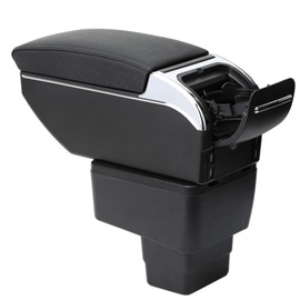 HRCHCG Compatible with Toyota Yaris iA Sedan 2017-2018 Adjustable Car Center Console Armrest, Dual USB Chargers Front Rear- Leather Waterproof Car Seat Arm Support, Easy Installation