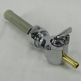 Chrome 22mm Petcock STRAIGHT "Downward" Fuel Outlet Shut Off Valve for 1975-2006 Harley Big Twin & Sportster Models with 22mm Petcock Bung - Use with 1/4" ID Fuel Hose - Replaces HD Part # 62168-81