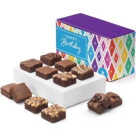 Fairytale Brownies Birthday Magic Morsel Dozen Individually Wrapped Gourmet Chocolate Food Gift Basket - 1.5 Inch x 1.5 Inch Bite-Size Brownies - 12 Pieces - Item HB412