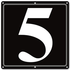 i-CowFun Premium Aluminum Number Signs 5, Metal 12" X 12" Black Numbered Signs Outdoor for Parking Lots, Floor, Dock, Court, Aisle, Field, High Visibility, No Fade, Weather-resistant