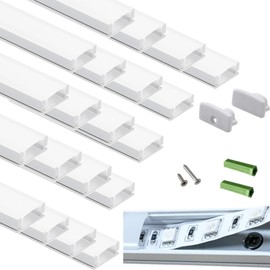 THMOOTHER Matte White 20-Pack 3.28FT Pre-Drilled Clip Free LED Strip U Channel Diffuser, Tight and Flush Mounted Under Cabinet Tape Track Aluminum Low Profile with UV Resistance Milky Cover (20)