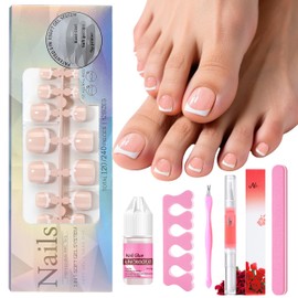 Pack of 120 Toenails for Gluing - French Press On Nails Feet Full Cover Square Toenails for Gluing Short for Women Nail Art DIY
