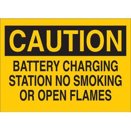 Brady 43369 Aluminum Traffic Sign: Industrial, 10" X 14", Legend "Battery Charging Station No Smoking Or Open Flames"