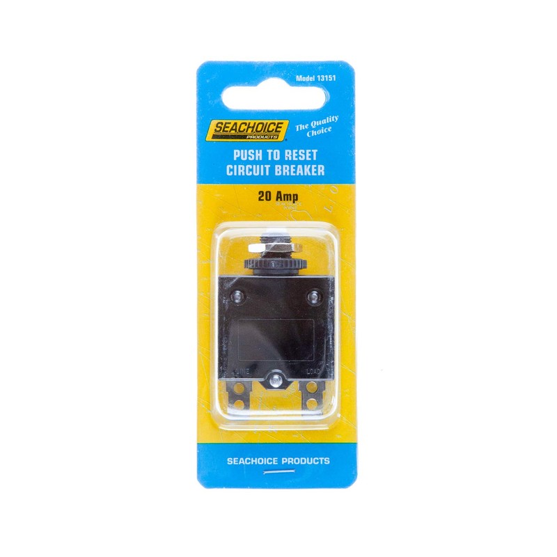 SEACHOICE 13151 Push Button Circuit Breaker 20A , Black