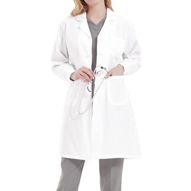 Dorimifa Women's Laboratory Coat, Cotton Chemistry, White Women's Laboratory Coat, Student, Work Wear, White, S