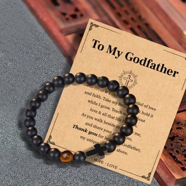 Cross Bracelet Gifts for Men New Dad Father Papa Godfather Grandpa Husband, Pastor Appreciation Gifts for Men/Him, Christian Gifts for Men Faith