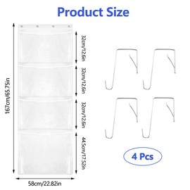 WhizNook Cuddly Toy Storage Door, Hanging Organiser with 4 Pockets, Storage Cuddly Toy, Cuddly Toy Organiser, Cuddly Toy Over the Door Hanging Organiser for Children's Room, Bedroom