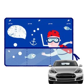 Car Window Sunshade,Cartoon Design Window Curtains for Car | Automotive Interior Sunshade with Storage Function for Sedan RV Vehicle Use
