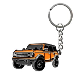 LSAUTO Car Keychain Compatible with Ford Bronco. Alloy Car Pattern Keychain. Key Accessory. (Orange)