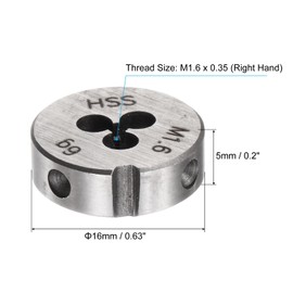 QUARKZMAN Round Die Metric M1.6 x 0.35 Thread (Right) High Speed Steel (HSS) Die Repair Tool