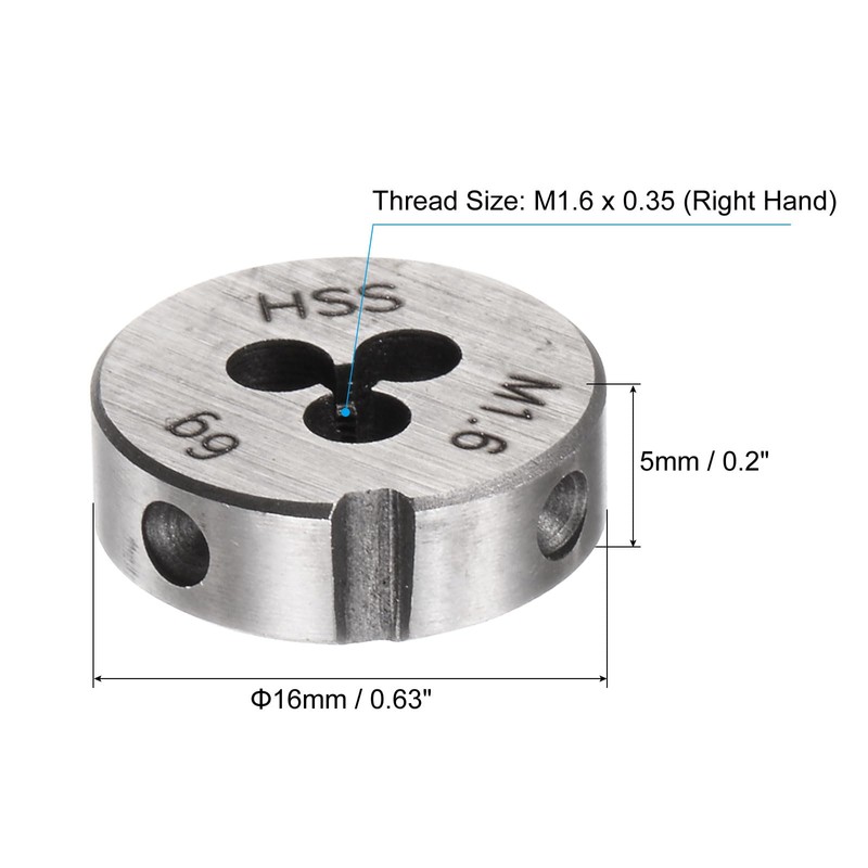 QUARKZMAN Round Die Metric M1.6 x 0.35 Thread (Right) High
