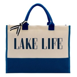 Canvas Tote Bag, Cotton Canvas Tote Bag, Lake Trip Bag, Birthday Gifts for Women Friend Her, Canvas Tote Bags for Lake Life Lover, Canvas Beach Tote for Boating Weekend Holiday Overnight Travel C