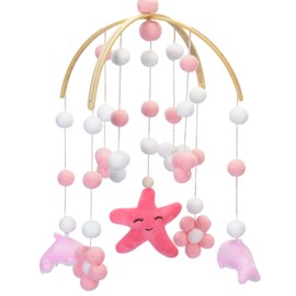 Baby Crib Mobile - Starfish Sea Stars Mobile for Crib, Felt Nursery Baby, Baby Bassinet Mobile - Shower Set for Infant Bedroom Hanging Decoration (Wathet)