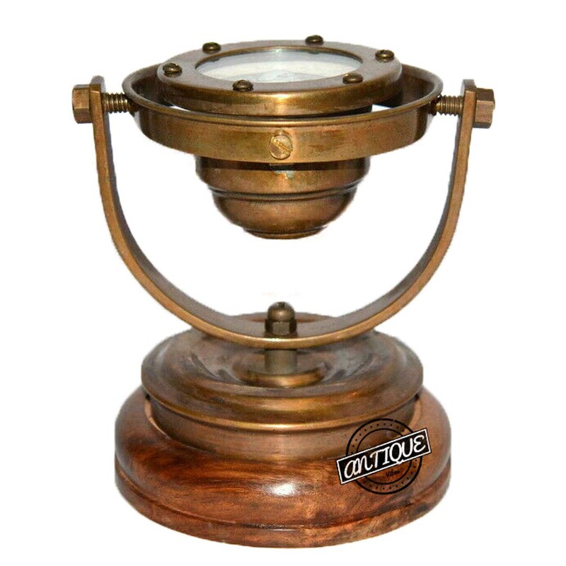 Antique Vibes Fathers Day Maritime Brass Nautical Compass on Wood