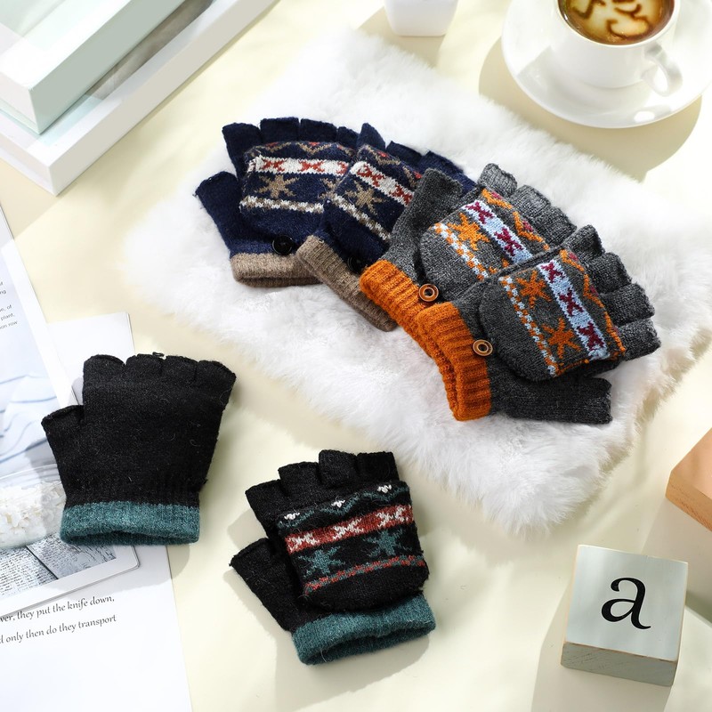 Handepo Kid Winter Gloves 3 Pair Convertible Warm Gloves Flip