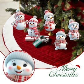 NAUZE 5Pieces 2D Snowman Christmas Ornament Acrylic Xmas Tree Decoration Kit with String Cute Xmas Tree Charms Craft Hanging Bauble Decor for Outdoor Indoor