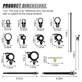 UHANBUT 200PCS Car Wire Loom Routing Clips, Push Mount Cable Tie Assortment Kit, 15 Different Sizes Automotive Wiring Harness Clip, Universal Replacement Part for Most Vehicles
