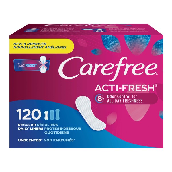 Carefree Acti-Fresh Pantiliners, Unscented, Regular, 120 Count