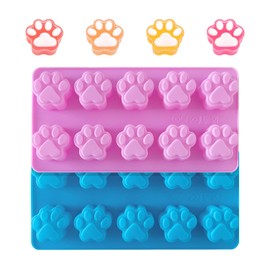 2PCS Puppy Dog Cat Paw Bone Silicone Mold,Hard Candy Baking Mold,Easy to Release & Food Grade Chocolate Silicone Molds for Candy,Jelly,Ice Cube,Dog Cat Treats,Muffin Pan