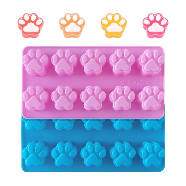 2PCS Puppy Dog Cat Paw Bone Silicone Mold,Hard Candy Baking