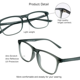 VisionGlobal Blue Light Blocking Glasses for Computer Reading or Gaming, UV 400 Anti Glare Lenses Help Reduce Eye Strain and Fatigue, Men and Women Frame, Multi-Magnification+2.50