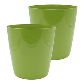 The HC Companies Aria Round Self-Watering Pot - Lightweight Plastic Planter for Herbs & More - Durable Plant Pots for Indoor Plants & Outdoor Plants (12" Glossy Avocado, Pack of 2)