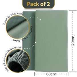 Bunnyjik GOTS Organic 2 x Cot Sheets 120x60 Fitted - Luxuriously Thick & Soft Baby Cot Sheet - 100% Organic Combed Cotton Baby Bedding - Cot Bed Sheets 60 x 120