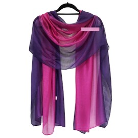 GFM Two Tone Silk Scarf Shawl for Evening Wedding Bridesmaids -Purple Pink - (88)(DMSYSLK-JMNCRTGLB)
