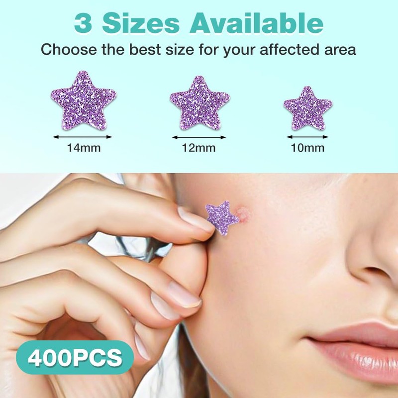 BUTBU Pack of 400 Star-Shaped Pimple Patch, Hydrocolloid Pimple Patch