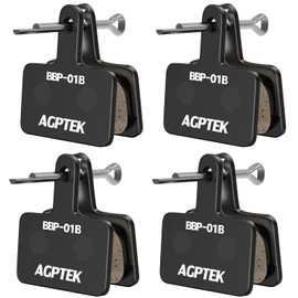 AGPtek Pastillas de Freno para Bicicleta, Pastillas de Freno de Alto Rendimiento, Pastillas de Freno de Disco y Resorte para Frenos de Disco de Bicicleta de montaña (Negro Resina-4 Pares)