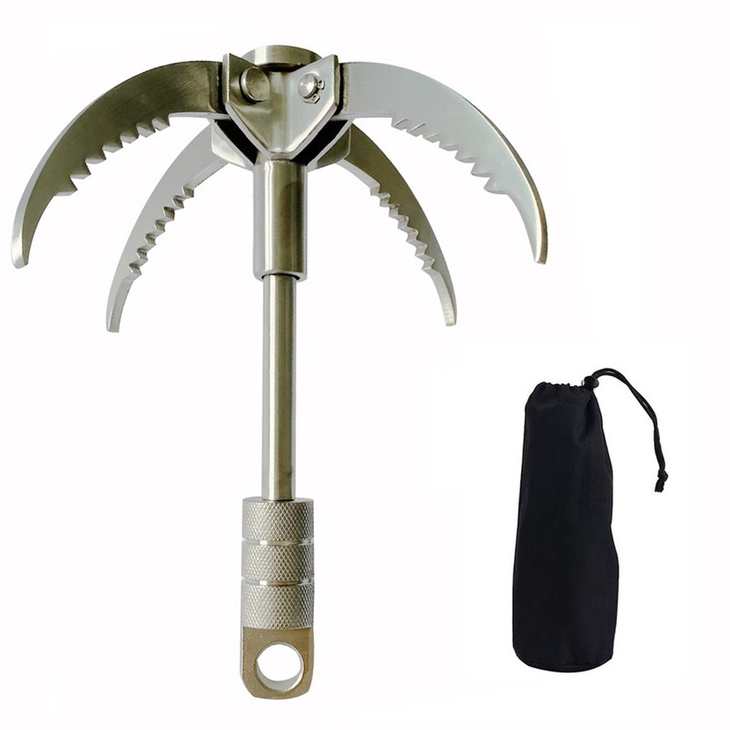 Grappling Hook Stainless Steel Claw Carabiner for Outdoor Survival Underwater